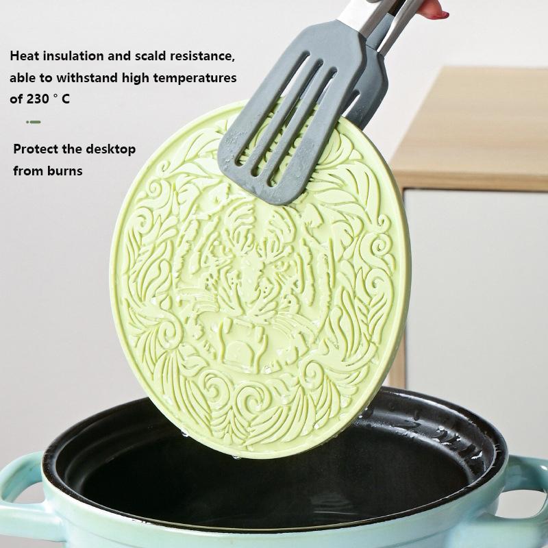 Kitchen Silicone Mat Round Coaster Waterproof Placemat Heat Proof Pot Mat Cup Mat Household Decoration and Table Accessories