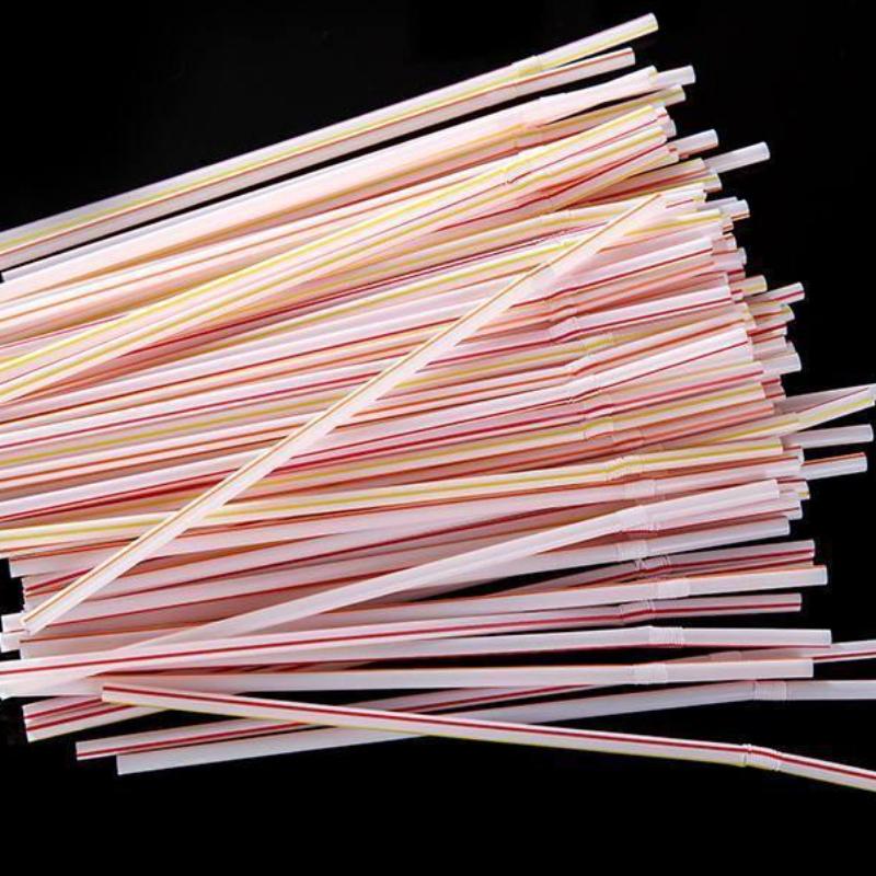 

500 шт. одноразовые соломинки в индивидуальной упаковке, одинарная палочка, пластиковые пузырьки, молоко, чай, сок, грубый изгиб, вечерние, радужная соломинка 500Pcs