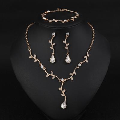 New Leaf Water Drop Necklace Earrings Bracelet Set Bride, Simple Fashion Personality, Accessories