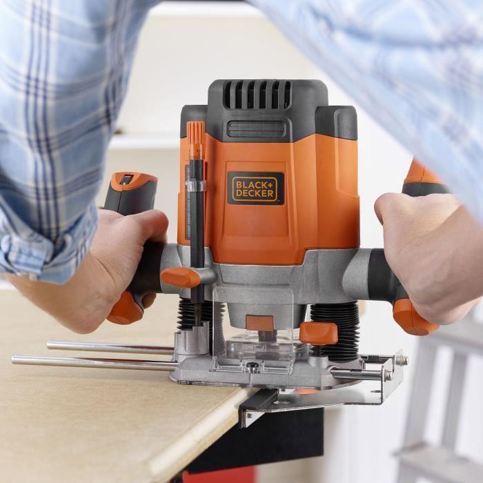Défonceuse Filaire - BLACK+DECKER - KW1200E-QS - 1200W - 7 Accessoires