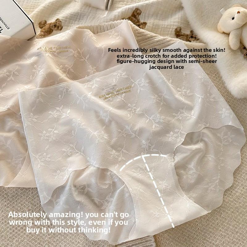 Big Size Girls Spring and Summer Lace Pure Cotton 10A Bacteriostatic Extended Crotch No Marks Briefs