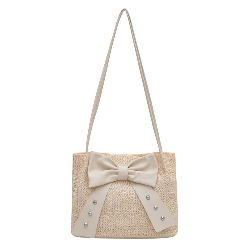 Trend largecapacity bow tote bag new fashion woven shoulder bag casual simple bag