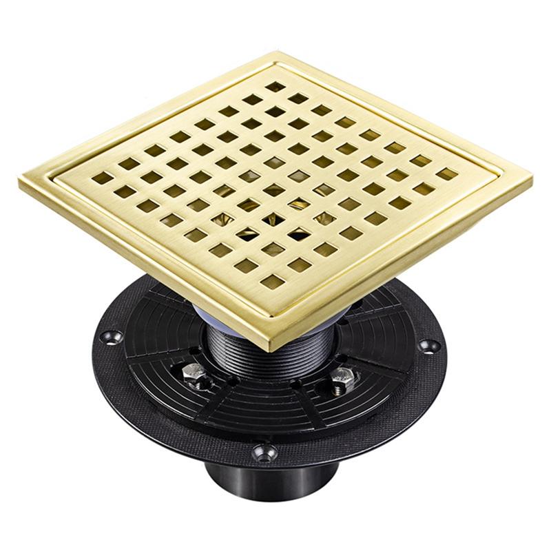 2025+ Stainless Steel Floor Drain Square Mesh Deodorant Floor Drain 6 Inches Black Shower Floor Drain Detachable China Mainland