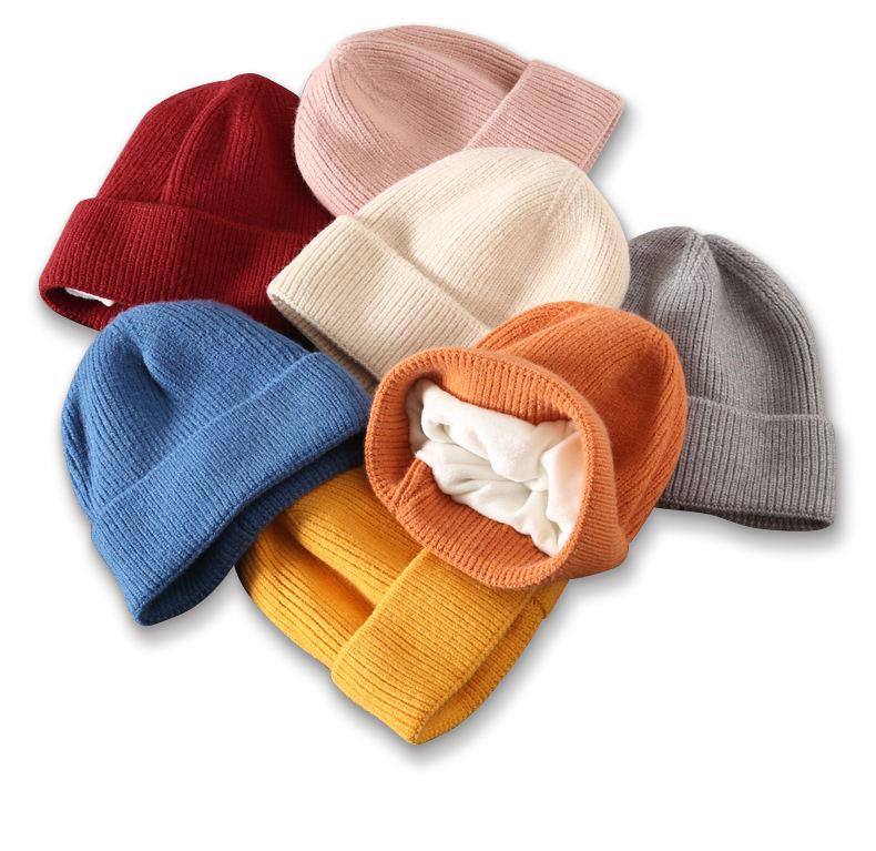 Solid Color Winter Fluffy Fleece Beanies Warm Acrylic Knitted Custom Made Fuzzy Beanie Hat