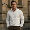 Winter Warm Clothing Men Quarter-Zip Sweatshirt, Long Sleeve Mock Neck Pullover Top, Solid Casual Color Tops Sweatshirt for Golf Office Street