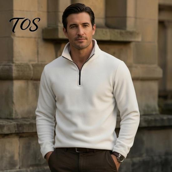 Winter Warm Clothing Men Quarter-Zip Sweatshirt, Long Sleeve Mock Neck Pullover Top, Solid Casual Color Tops Sweatshirt for Golf Office Street