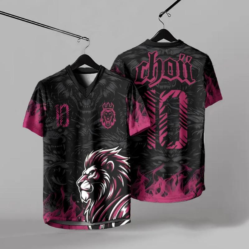 Summer Men's V-neck T-shirt Fashion Sports and Leisure Digital Printing 3D Short Sleeved T-shirt Top