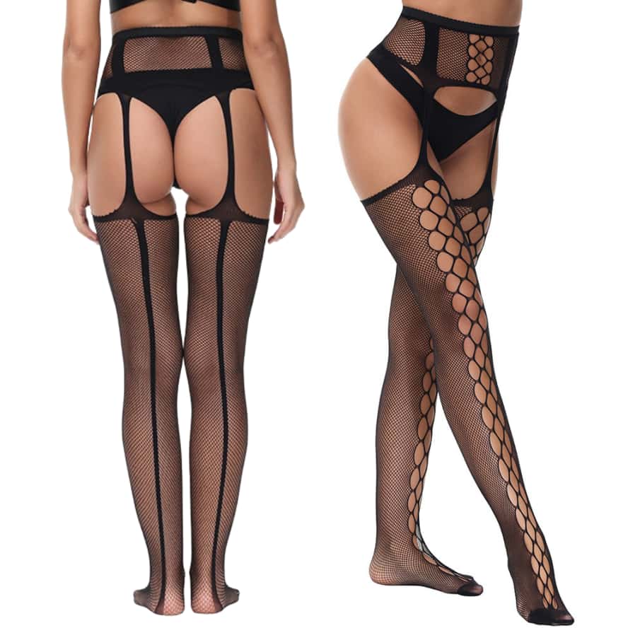 Ciorapi plasă dantelă ajurată XXXL Bottom Queen Mărimi mari ciorapi pantalon Lolita Fete Floral Alb Negru Jartieră cu suspensor Ciorap sexy Colanți pentru femei