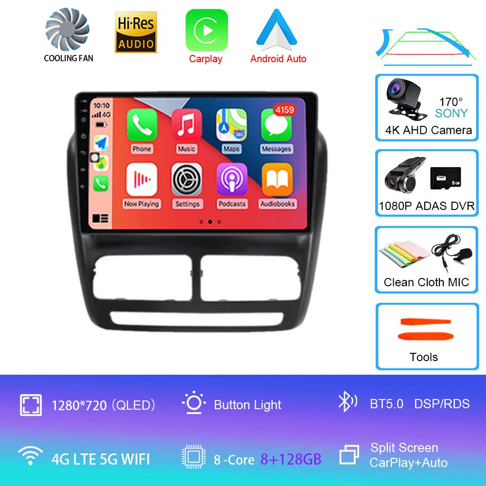 Car Radio Android 14 For FIAT Doblo 2010 2011 2012 - 2015 Navigation GPS Multimedia Video Player Stereo Carplay+auto WiFi+4G BT