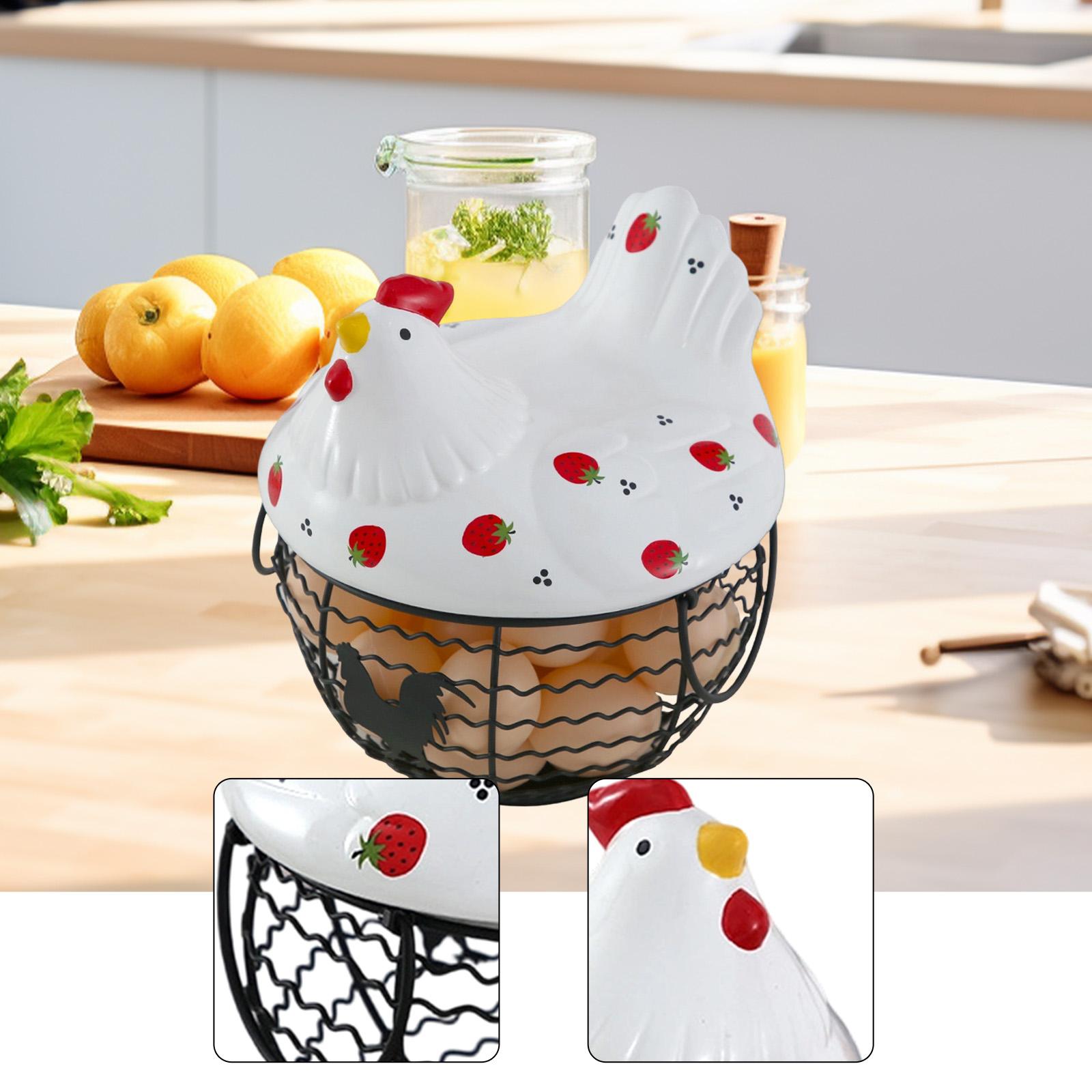 Декоративная корзина для куриных яиц, деревенский держатель для куриных яиц из металлической проволоки, черная проволочная корзина для сбора яиц для чеснока, кладовой, овощей