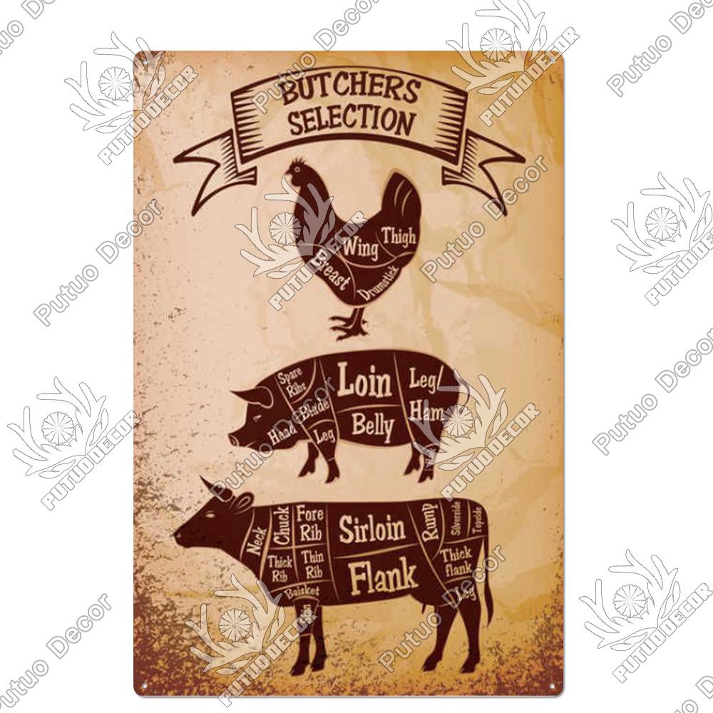 Putuo Decor Farm Tin Sign Milk Vintage Tin Sign Plaque Metal Plate Retro Poster for Farmhouse Cow Pig Wall Stickers Art Decor