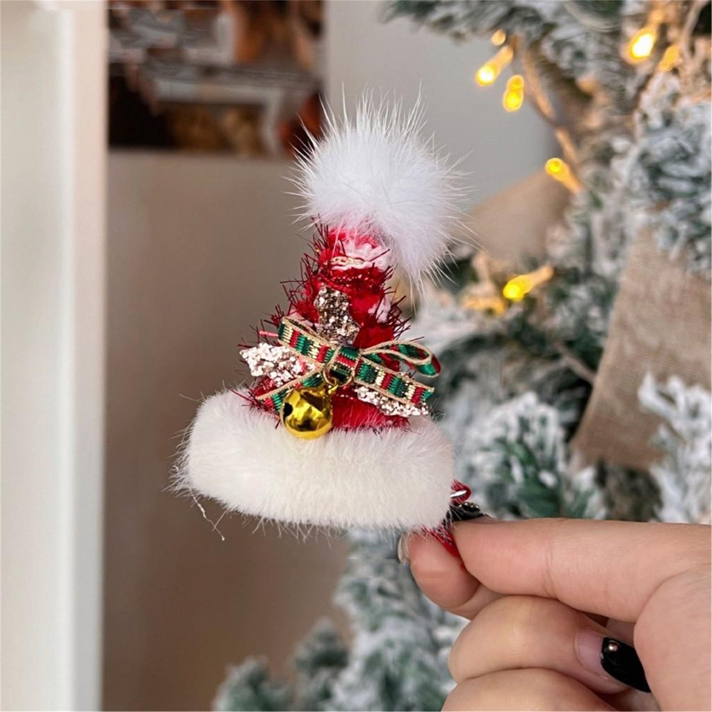 Merry Christmas Hair Clips Glitter Sequin Christmas Hat Barrettes With Snowflake Santa Xmas Hair Accessories For Xmas Holiday Party Favors