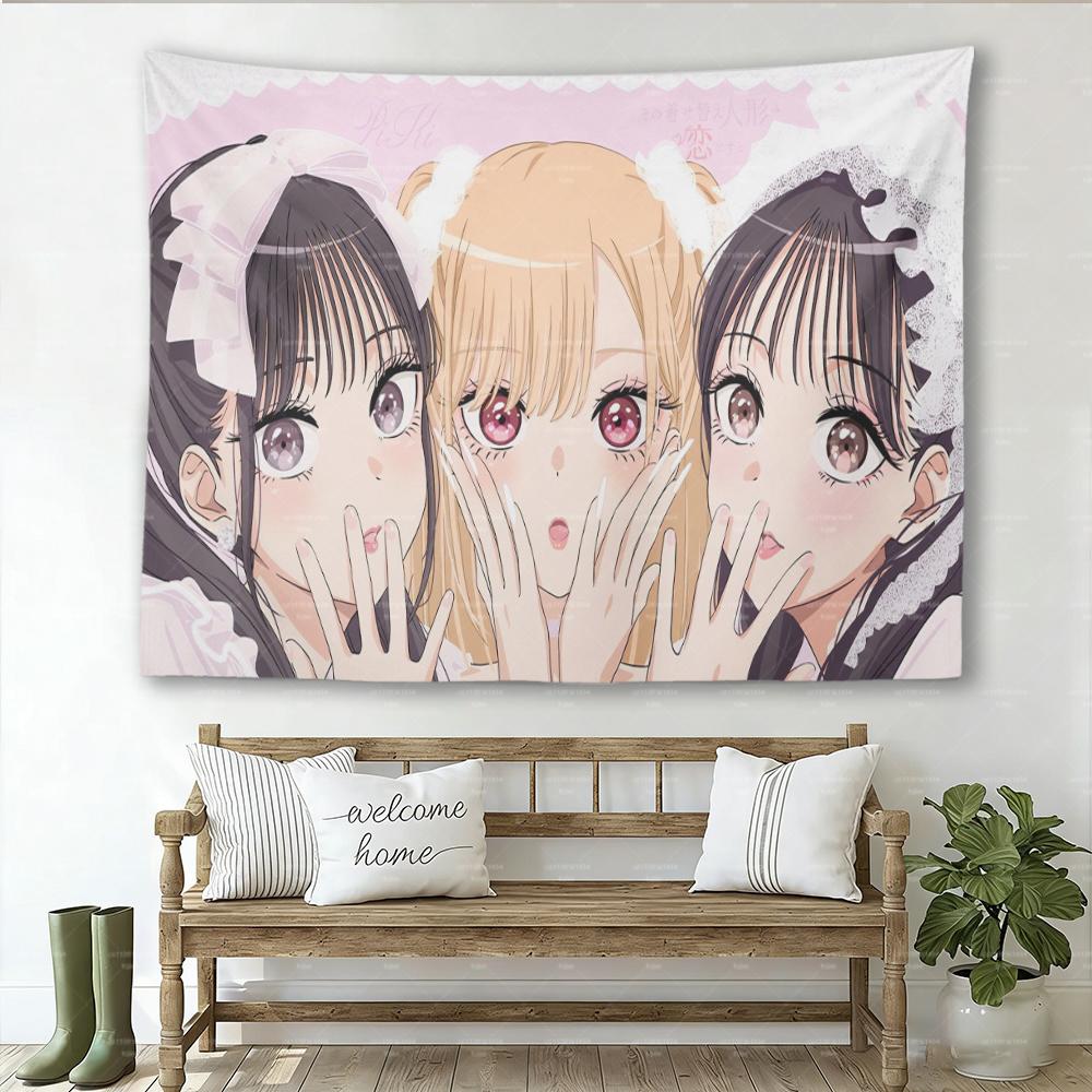 Anime Cute My DDressUp  Wall Tapestry Hippie Flower Art Wall Hanging for Dorm Bedroom Decor