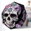 1pc Sugar Skull Flowers Automatic Folding Umbrella - 8-Rib Compact Travel Umbrella Durable & Portable for Outdoor Use, Perfect Gift for Birthdays136