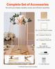 Wedding Flower Stand, 10PCS 60cm Column Flower Stand, Floral Stands with Metal Laminate, Gold Rectangular Floral Display Rack for Wedding, Party,