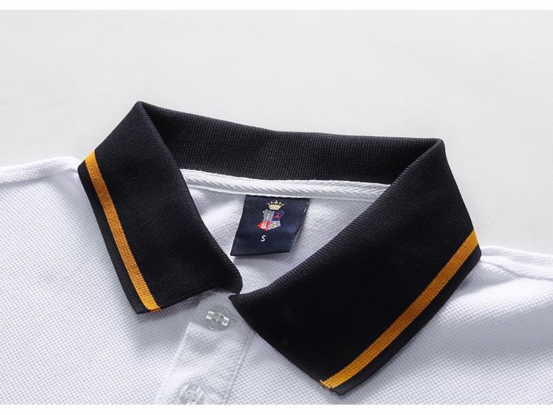 Men's Short-Sleeved Polo - Royal Leisure Sports, Embroidered, Pure Cotton, European Size, Contrast Color Stitching