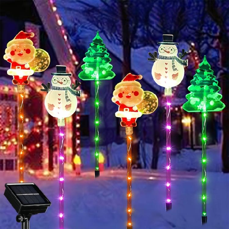 Pack of 6 Solar Christmas Stake Lights Offering Energy Saving Brightness Throughout the Night for Sustainable Decoration