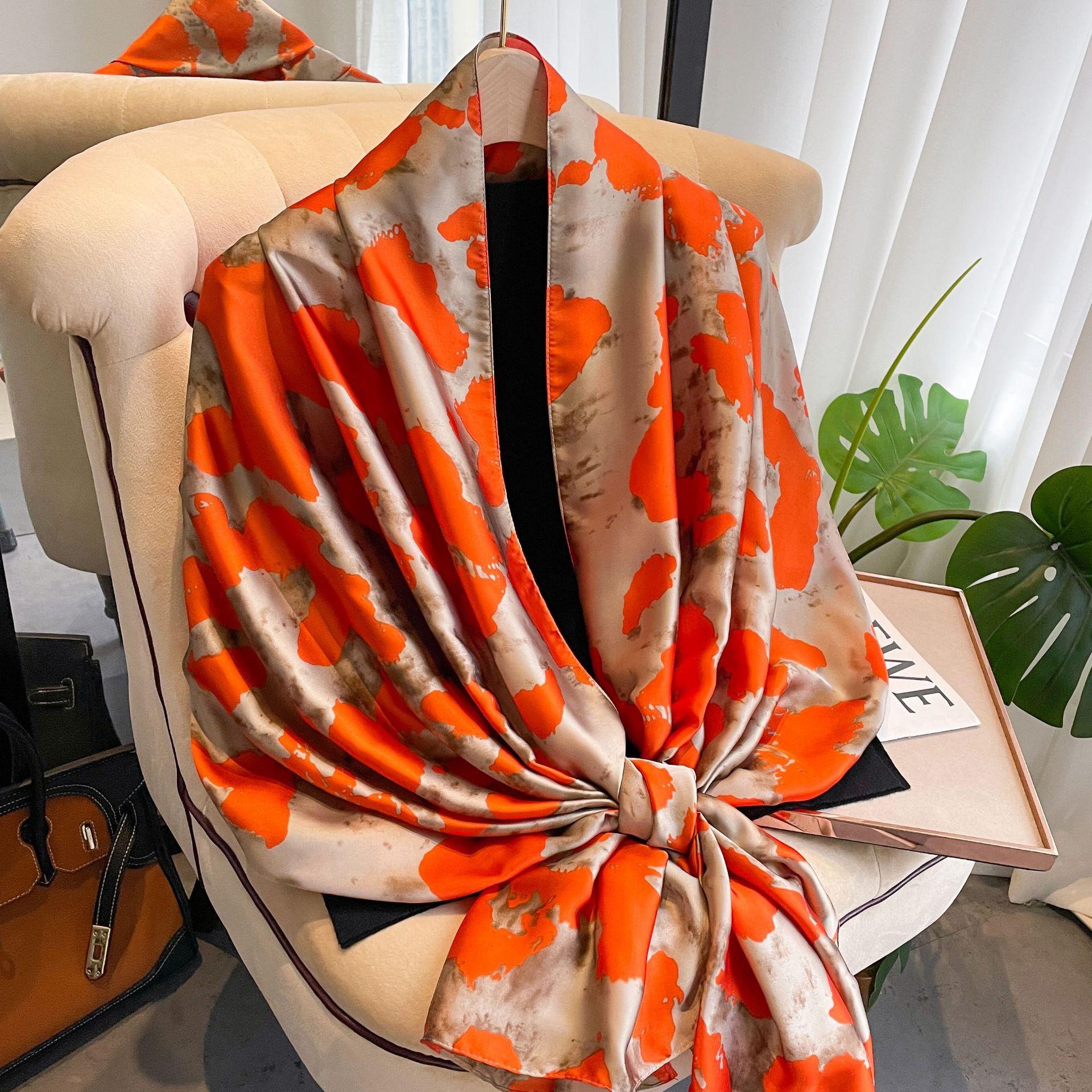 

Высококачественные роскошные шелковые шарфы, повязка на голову, шарфы, шейный шарф для женщин, шелковый шарф с цепочкой, женская декоративная шаль 180*90cm