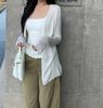 Long-sleeved thin slightly transparent lazy wind medium and long outer sunscreen blouse women's spring summer coat knitted cardigan top