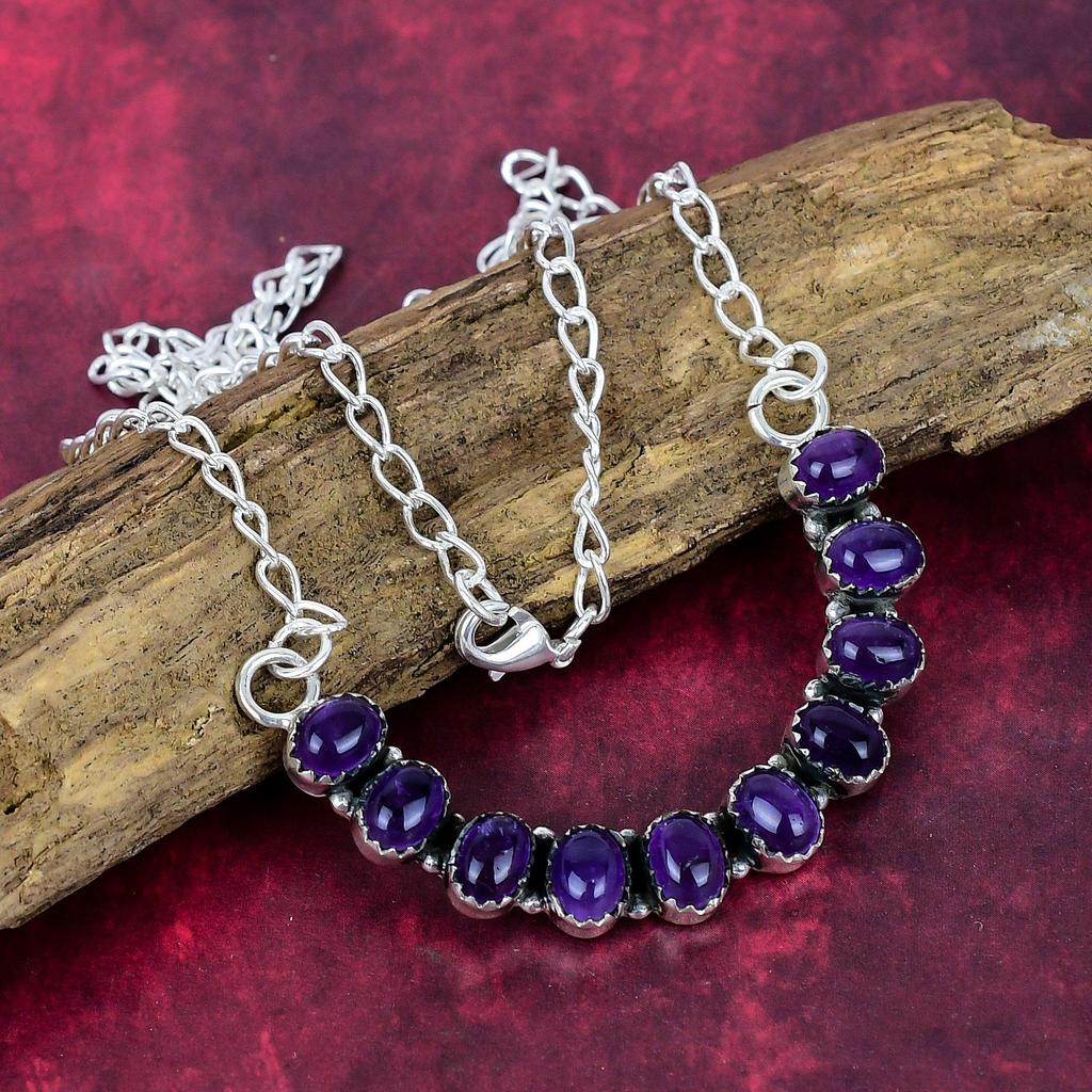 Amethyst Necklace, Gemstone 925 Sterling Silver Jewelry Necklace, Handmade Jewelry, For Anniversary Gift
