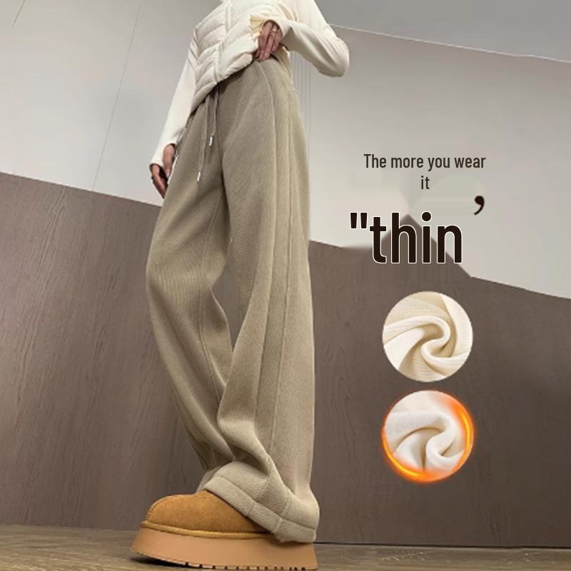 

Women s High Waist Fleece Lined Wide Leg Pants - 2024 Slim Fit Drapey Cotton Casual Sweatpants for Autumn/Winter. XL (120-135 jin)