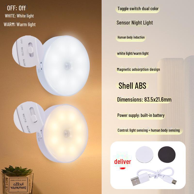 Modern LED Motion Sensor Rechargeable Night Light for Dorms and Closets