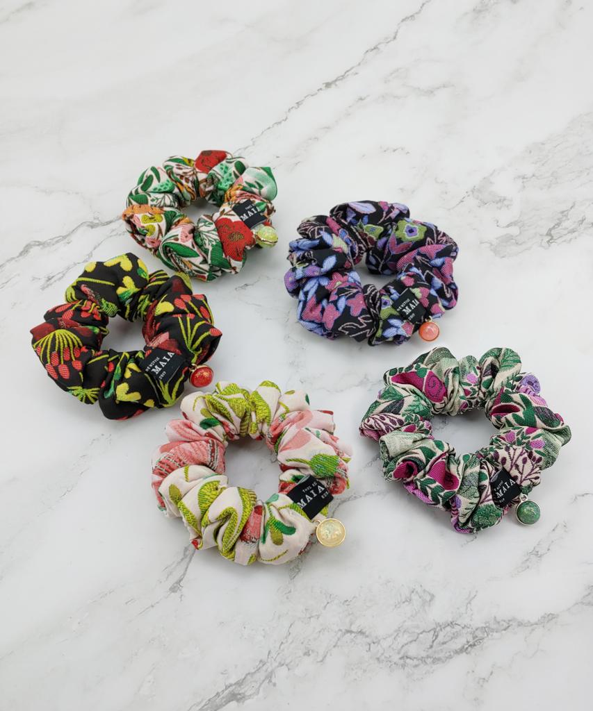 Maia Rose Jacquard Scrunchie - Ivory
