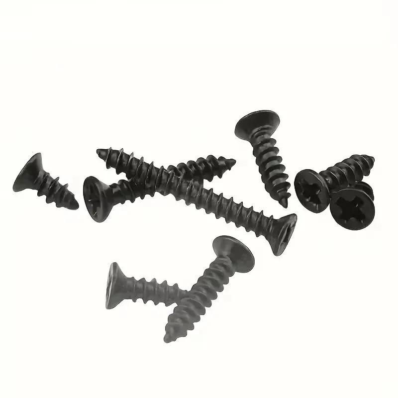 800Pcs M2 Black Flat Head Cross Carbon Steel Self-Tapping Screws for Home DIY Electronics Furniture Metal Wood Repair