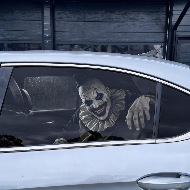 Adesivo Clown Horror per Finestrino Auto Facile da Applicare per Decorazione Auto Decalcomania Scherzo di Halloween