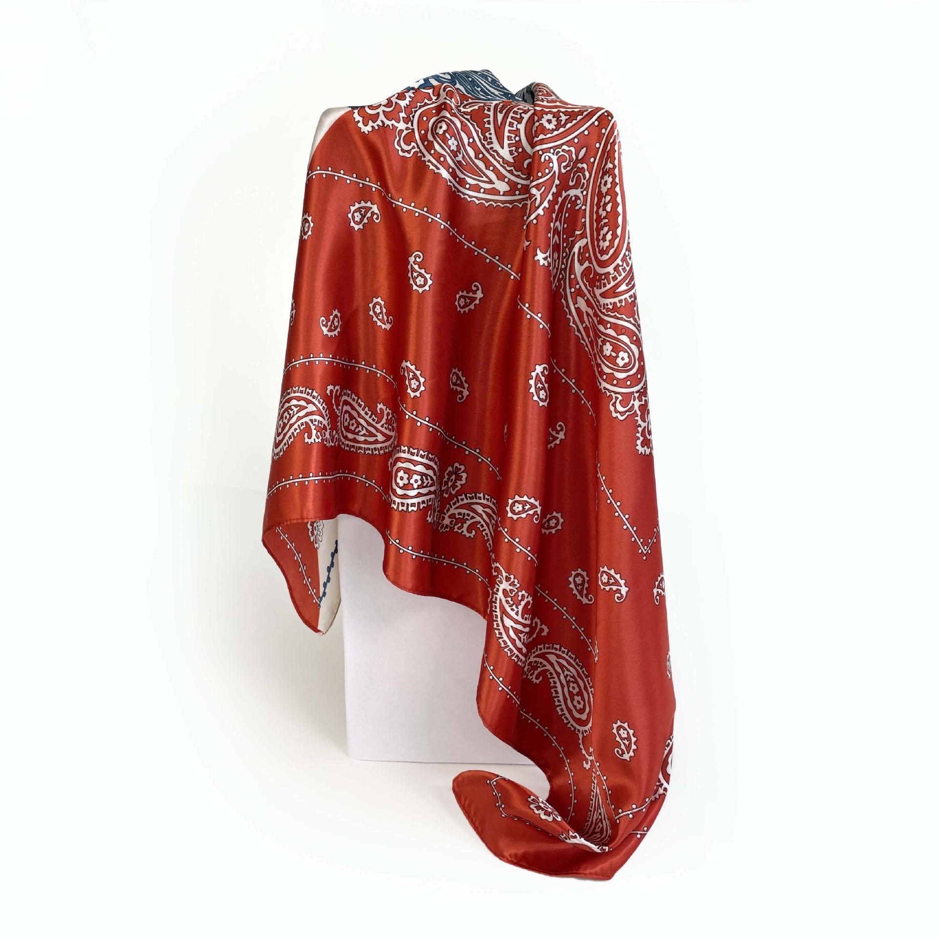 

Модный платок на голову 90 см классический цветной блокирующий узор кешью шелковый шарф женский универсальный платок ПЭ квадратный шарф 90x90cm