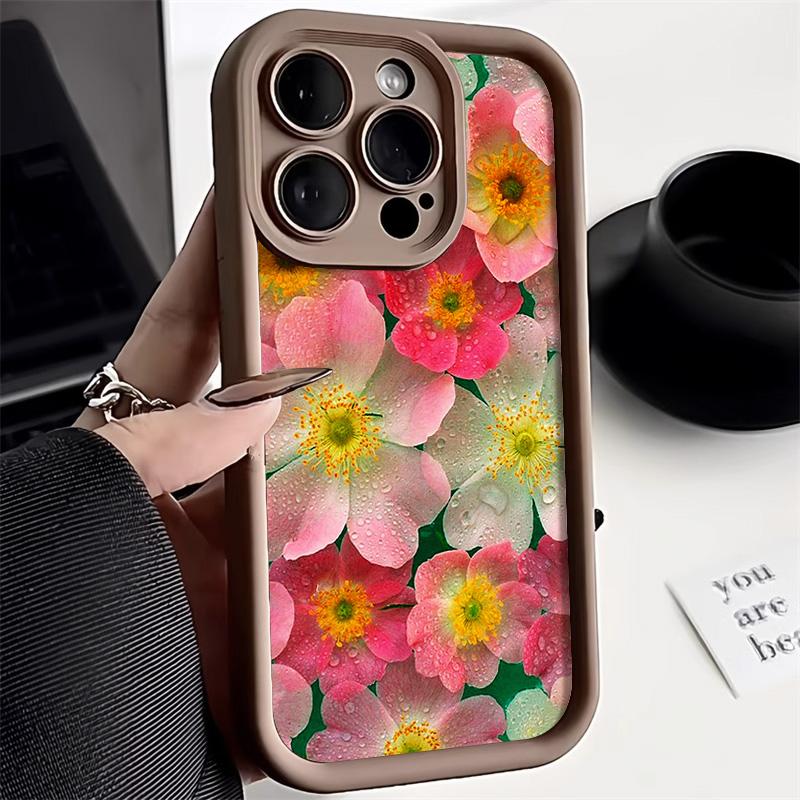 Flower Phone Case For iPhone 11 15 16 Pro Max 13 14 12 XS X XR 7 8 Plus SE 16promax Liquid Silicone Shockproof Soft Funda Cover