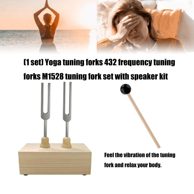 Resonance Tuning Forks 432Hz, 528Hz Chakras Tuning Forks Wooden Resonance Box Sound Tool for Meditation Enduring