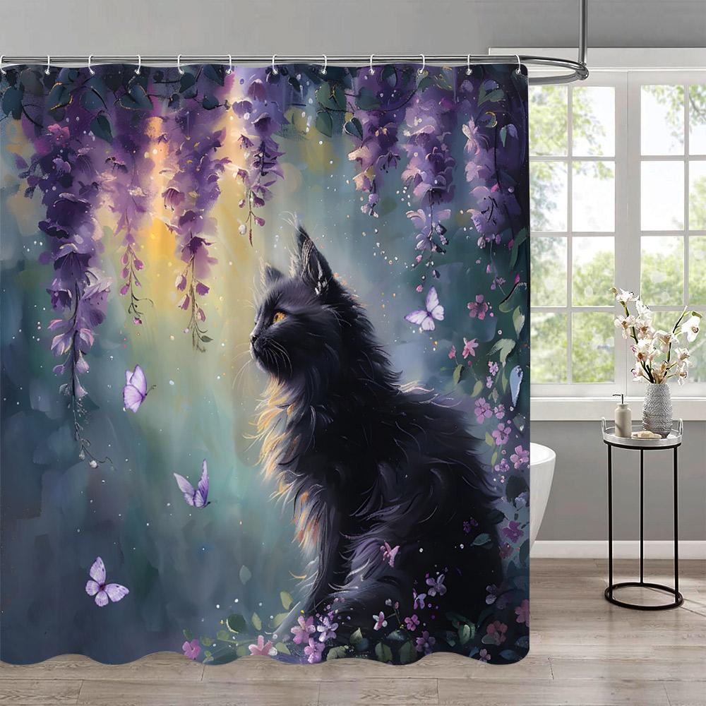 

Funny Cat Children S Shower Curtain Colourful Cartoon Patterns Children S Room Curtains Bathroom Decor Accessories With Hooks W60H190(CM)-1 Pcs