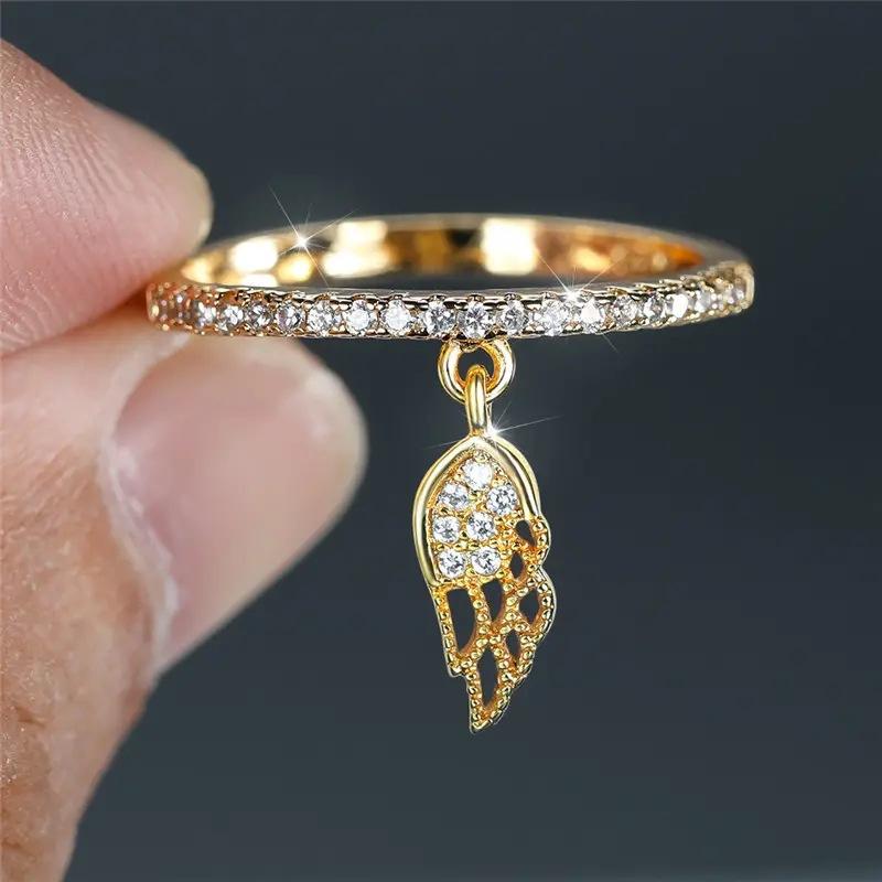 

1Pc Fashionable Wing Feather Ring Inlaid with Synthetic Zircon Pendant Ring, Exquisite and Fashionable Daily Accessories 10 золотой