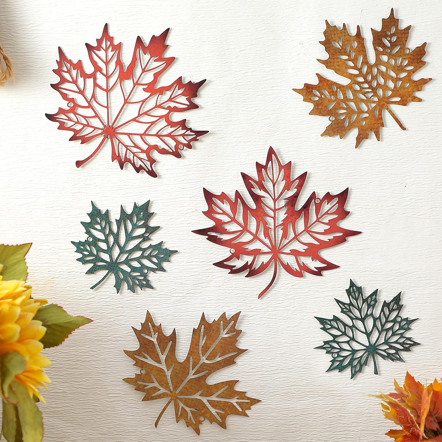

6 шт. Металлический Осенний Кленовый Осенний Лист Настенный Декор Искусство Фермерский Дом Рустик Металлическая Табличка Подвесное Украшение на День Благодарения Осень Дом Внутри Снаружи