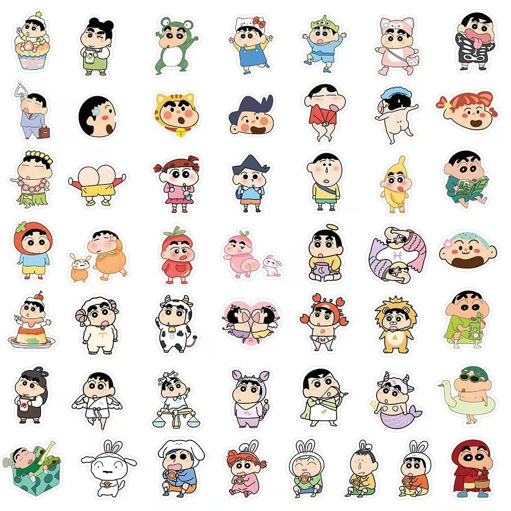 Set of 100 Crayon Waterproof DIY Perfect As a Birthday or New Shin-chan Stickers. Cute, Anime, Decals. Stylish, Cartoon, Stickers. Reward, Gift,