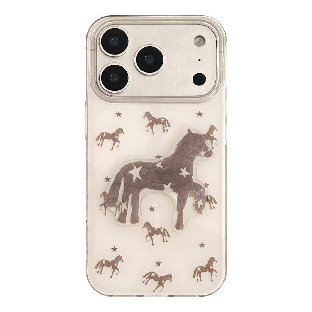 Star Pony Is Suitable for Apple 17promax Mobile Phone Case Iphone16 Hard 12 Premium Brown 14 National Style 11 Stereo