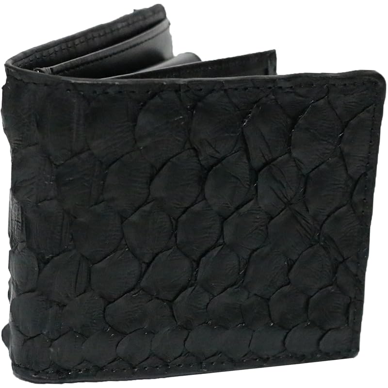 

[FashionBerry] black bifold wallet men s bifold wallet leather snakeskin snakeskin snake python bi-fold wallet bifold Two cages short wallet Thin