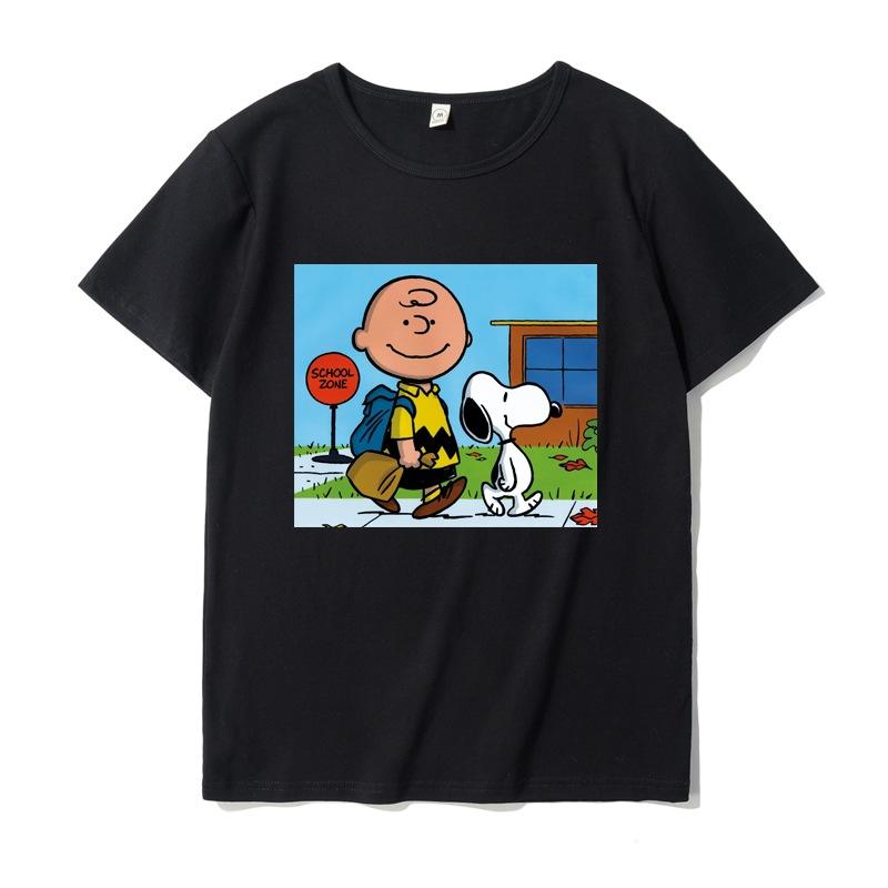 Classic Snoopy Cotton Men's Women's T-shirt Snoopy Cartoon Printed Summer Fashion Casual Comfortable Top Street Clothing