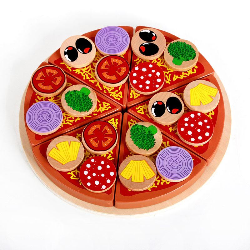 Wooden Play Kitchen Set: Simulated Vegetables, Shiitake Mushrooms, and Pizza Cutting Toy
