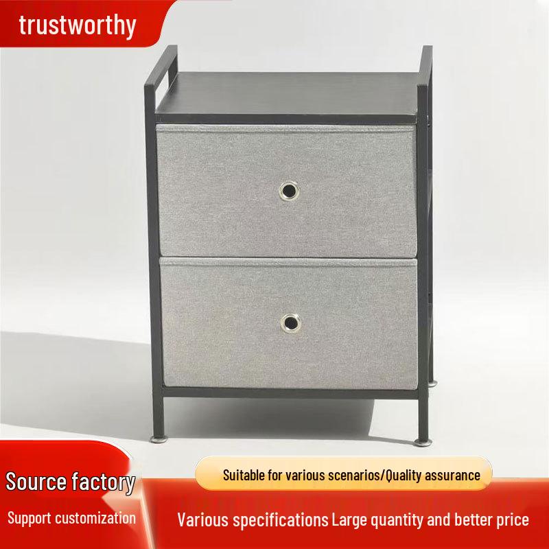 Multi-Functional Bedroom & Living Room Side Table with Fabric Drawers and Wall-Mounted Storage Cabinet