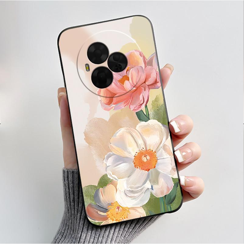 Printing Pattern Case For TCL Nxtpaper 60 Ultra Soft Silicone Black Shell Cover Cute Flower Cartoon Casing