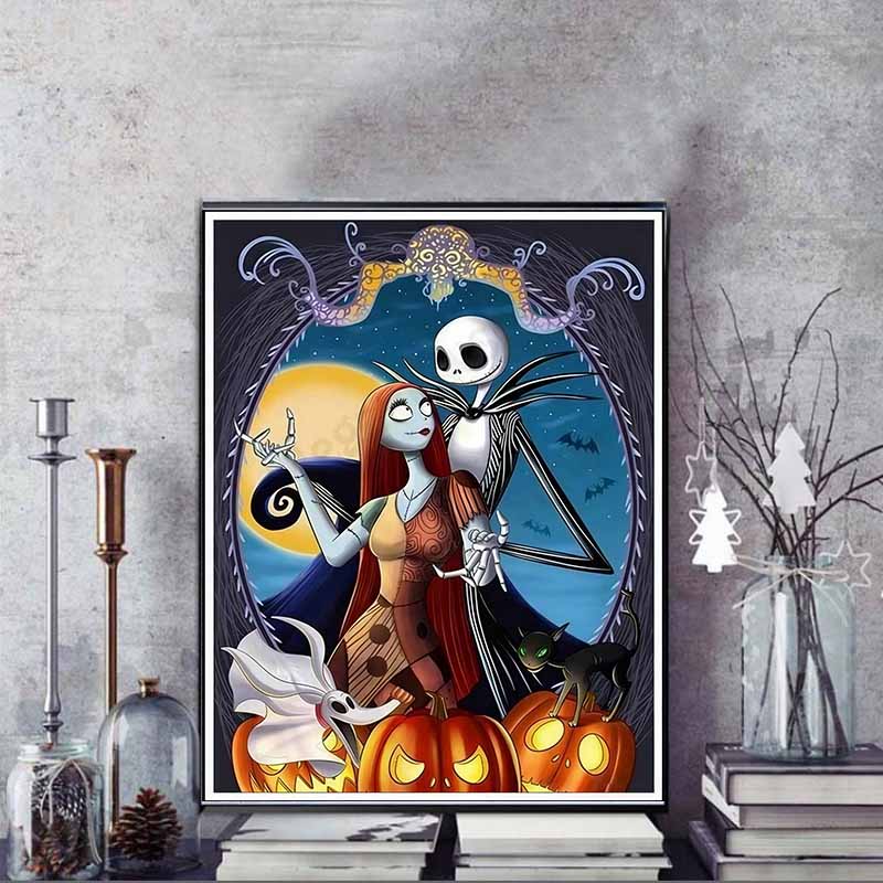 Disney 5D DIY Diamond Painting Illustrations From The Nightmare Before Christmas Full Round Diamond Mosaic Cartoon CrossStitch Artwork for Home Decor