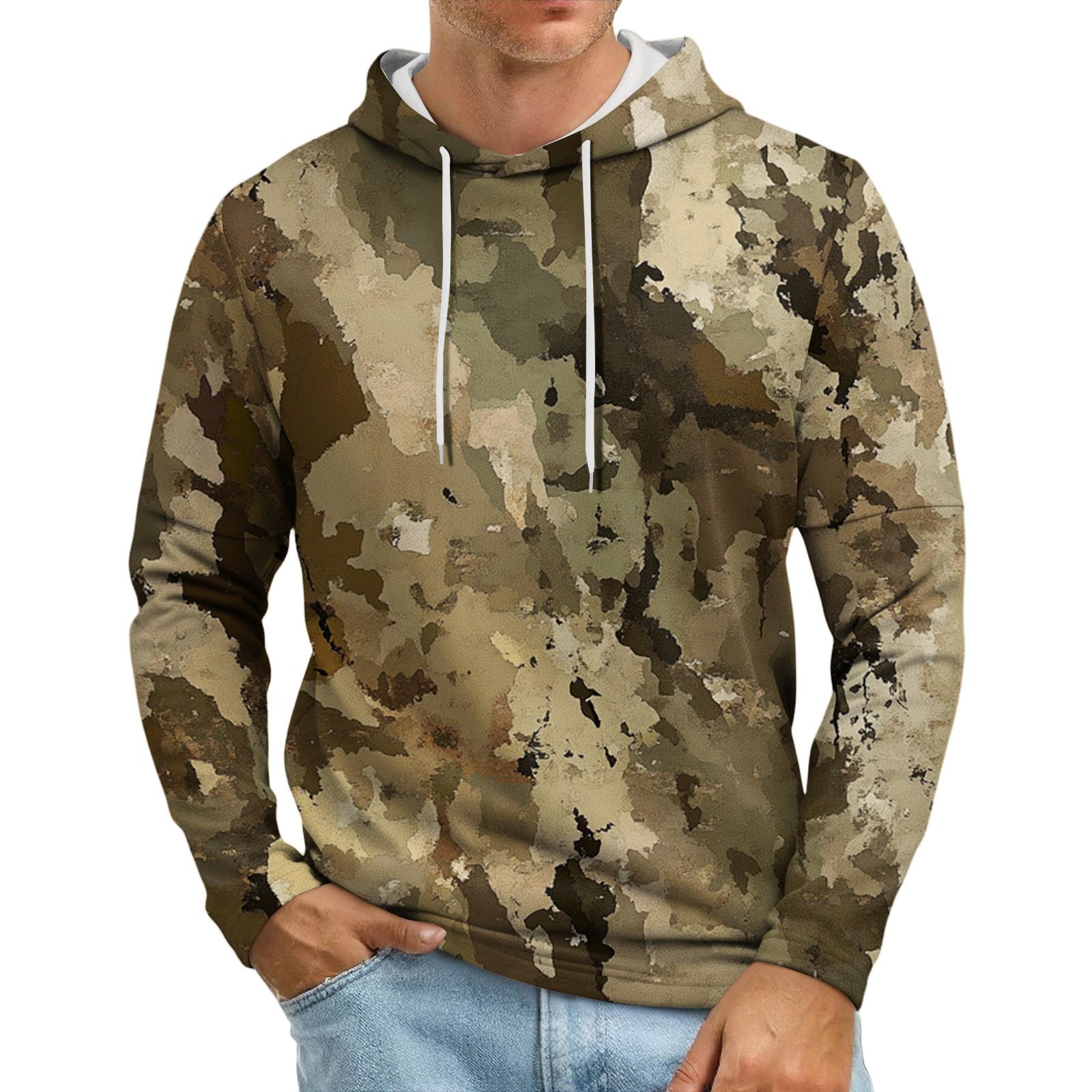 

Men s Loose-fitting Casual Camouflage Print Hooded Sweatshirt M