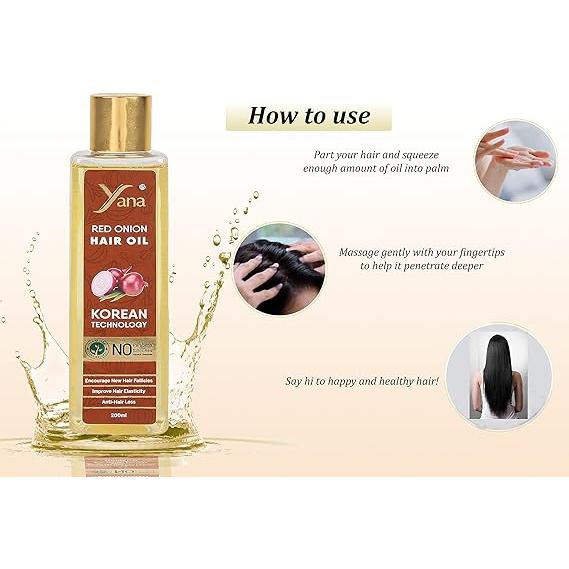 Λάδι Μαλλιών Κόκκινου Κρεμμυδιού για Έλεγχο της Πτώσης & Ανάπτυξη, Ενδυναμώνει τα Φριζαρισμένα & Ξηρά Μαλλιά με Καθαρό Αμυγδαλέλαιο Bhringraj Καρύδας Σησαμελαίου Καστορέλαιο & Έλαιο Μαύρου Σπόρου, 200ml