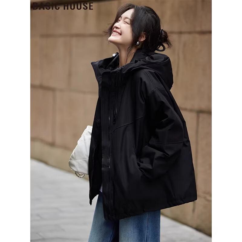 Basic House Women s Loose Fit Hooded Sport Jacket XL