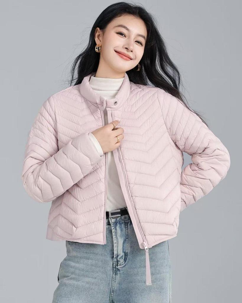 Women's Lightweight Stand-Collar Down Jacket 2025: Autumn/Winter Fashion, Casual Loose Fit, 90% White Duck Down