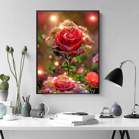 1 set Rose Flower Faux Diamond Painting Kit DIY Rhinestones Broderi Korsstygn Ritning Hemdekoration Faux Diamond Art Hantverksprojekt