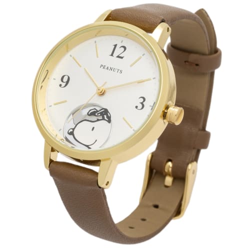 Fieldwork Women's Analog Watch with Leather Strap, Snoopy Hide-and-Seek Watch G, Brown, PNT044-3