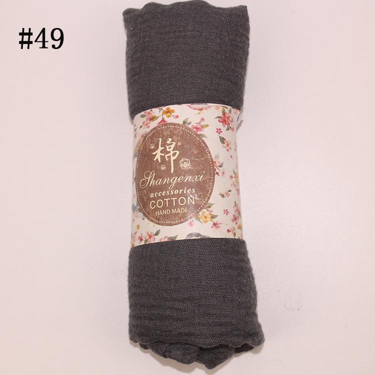 Muslim Women Solid Color Scarf Shawl Cotton Crinkle Hijab